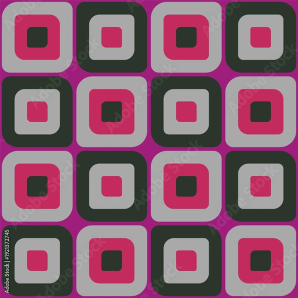 Fototapeta Vibrant Retro Concentric Squares Grid Seamless Vector Pattern
