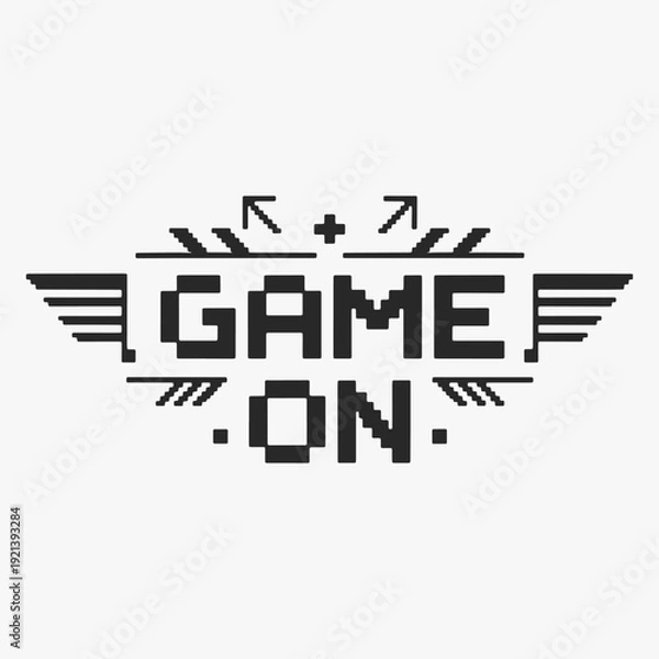 Obraz Design Retro pixel art Game On text with decorative elements.