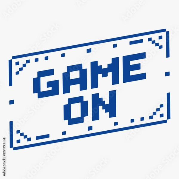 Obraz Design Retro pixel art Game On text with decorative elements.