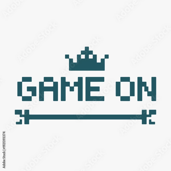 Obraz Design Retro pixel art Game On text with decorative elements.