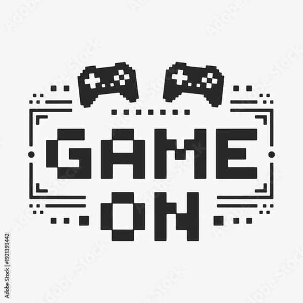 Obraz Design Retro pixel art Game On text with decorative elements.