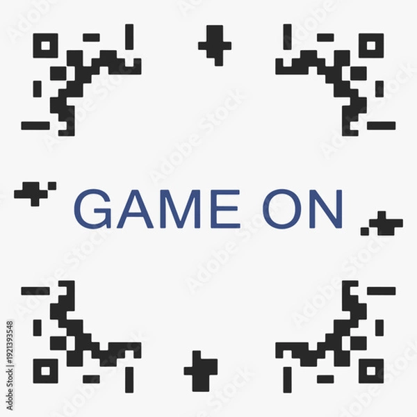 Obraz Design Retro pixel art Game On text with decorative elements.