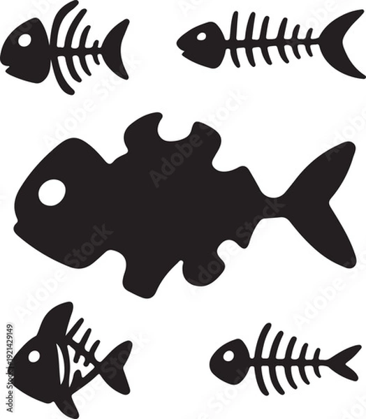 Obraz Isolated fish bone icon, silhouette Fish skeleton vector design illustrator