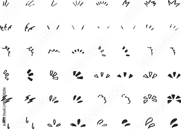 Obraz 手書きの気づき・リアクションあしらいセット　黒　イラスト素材