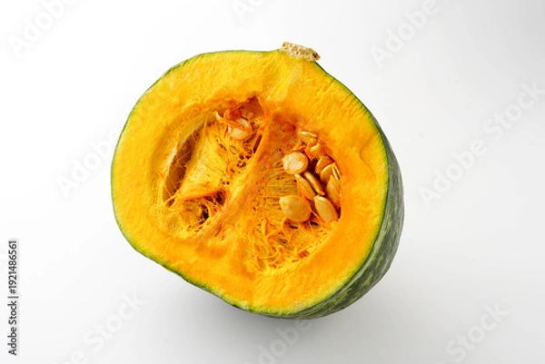 Obraz かぼちゃ　ハーフカット　白背景