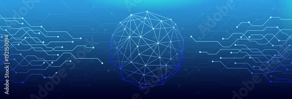 Obraz Technological virtual background. Digital networking concept. 3D Rendering