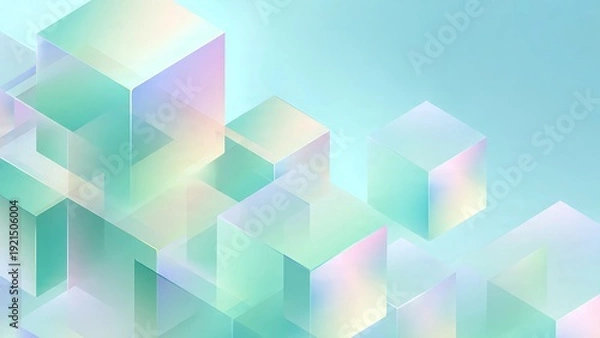 Obraz Soft Pastel Gradient Background with 3D Transparent Cubes
