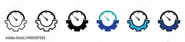 Obraz Productivity Clock Gear Vector Icons Collection