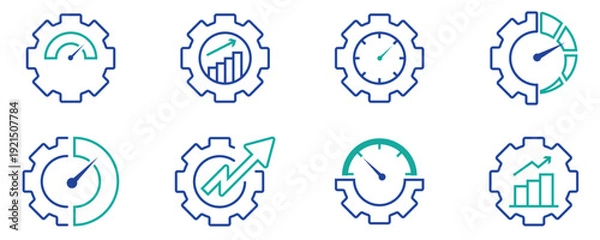 Obraz Productivity and Performance Cogwheel Icons Pack