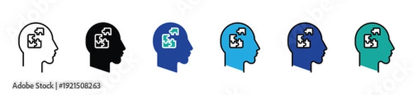 Obraz Human Head with Missing Puzzle Piece Icon Set