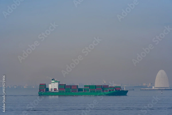 Obraz 物流 海運 コンテナ船 輸送 大規模 日本 東京湾 かっこいい