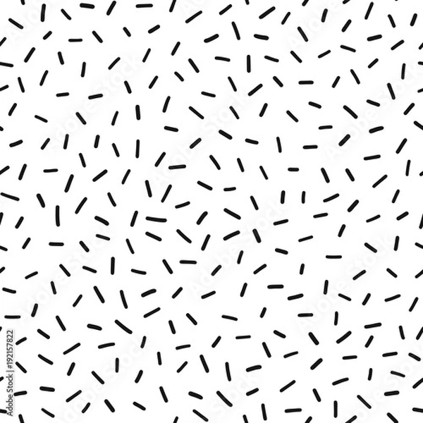 Fototapeta Hand drawn black and white abstract confetti seamless pattern. Pop art fashion festival abstract background in memphis style.