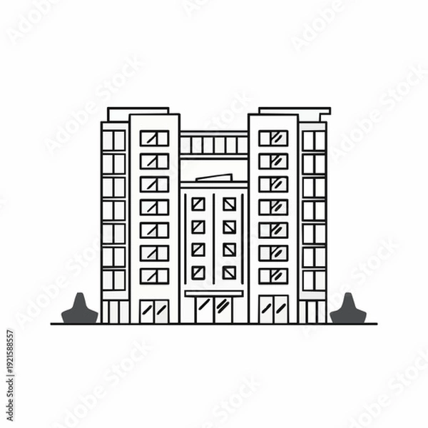 Obraz Modern building outline vector style