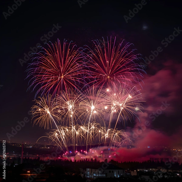 Obraz fireworks over the city