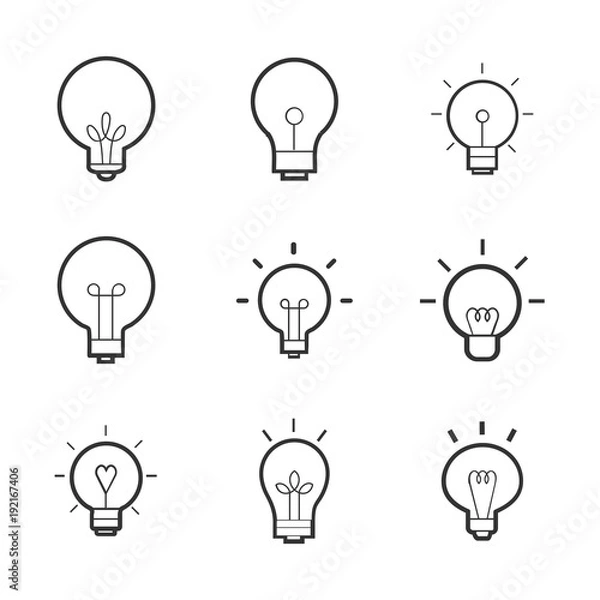Obraz Light Bulb Vector Line Icon Set.