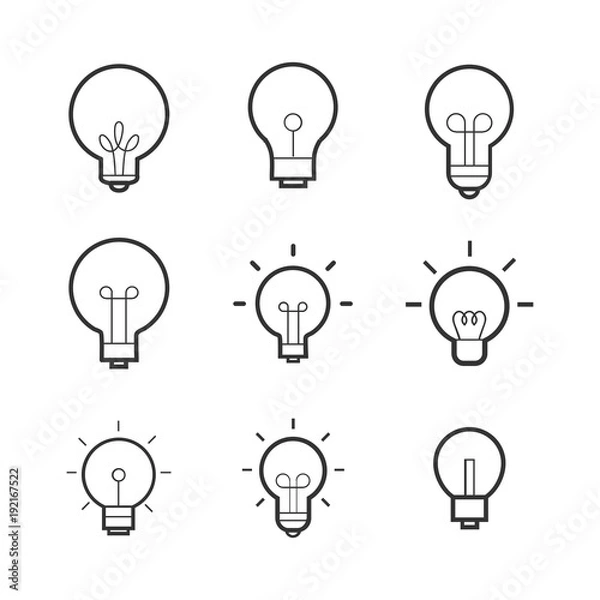 Obraz Light Bulb Vector Line Icon Set.