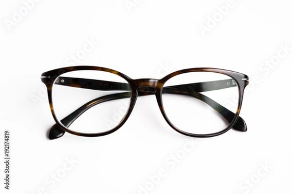 Obraz vintage glasses top view isolated on white background