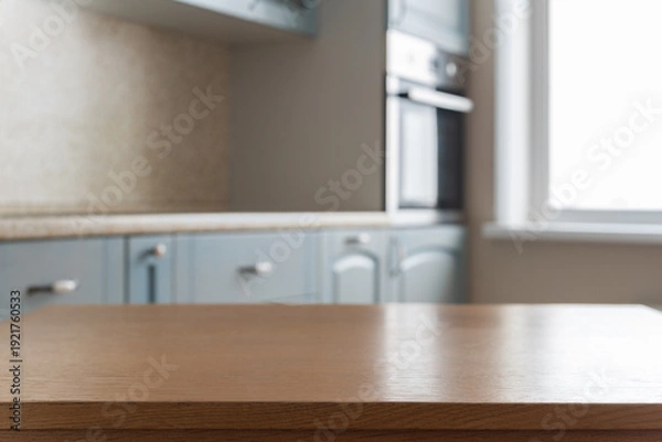 Obraz Wooden tabletop kitchen interior background