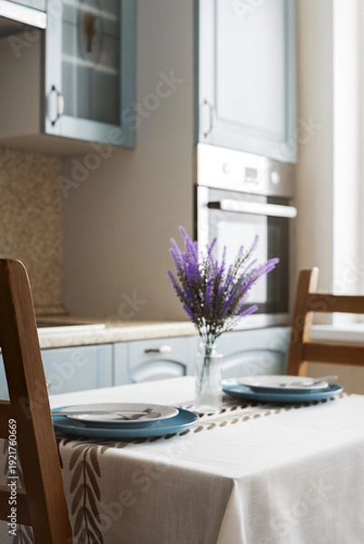 Obraz Dining table setting in kitchen