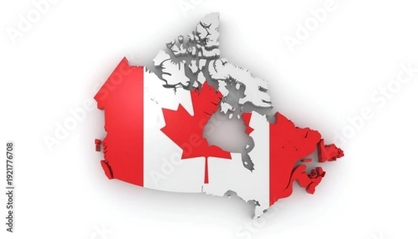 Obraz Canada Map Filled with National Flag Design