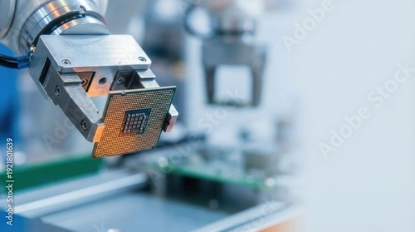 Obraz Automation Gripper Presenting Computer Chip