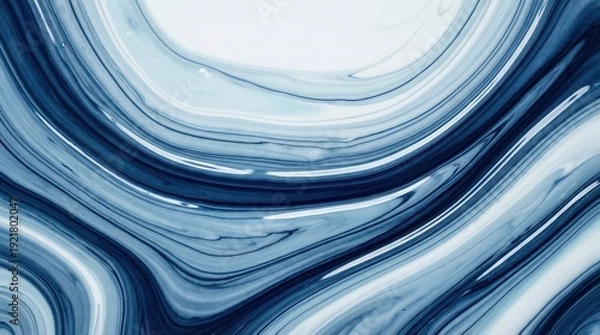 Obraz Blue and White Fluid Marble Abstract Background