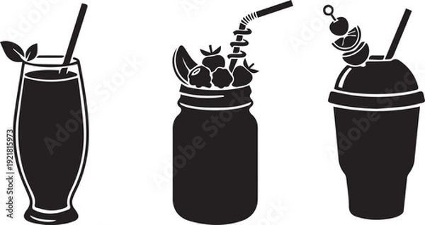 Obraz Refreshing Drinks and Smoothies Silhouettes