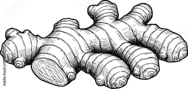 Obraz Ginger Root Hand Drawn Vintage Vector Illustration