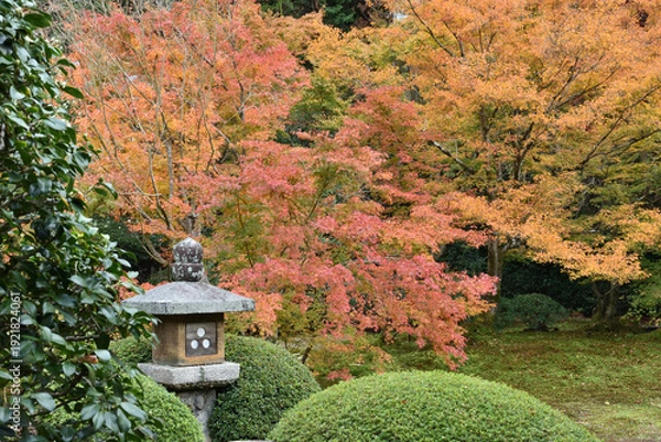 Obraz 秋の雲龍院　灯籠の見える境内中庭(京都市東山区)