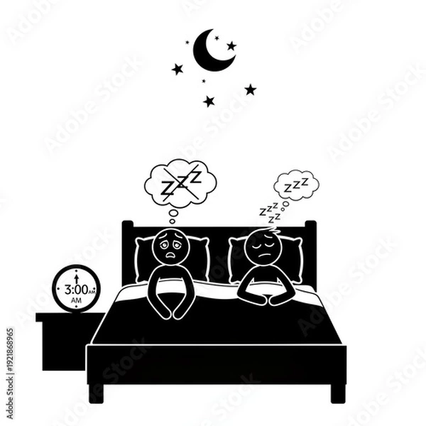 Obraz Couple Sleeping Peacefully in Bed Together.