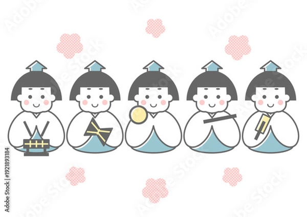 Obraz ひなまつりの五人囃子のシンプルイラスト