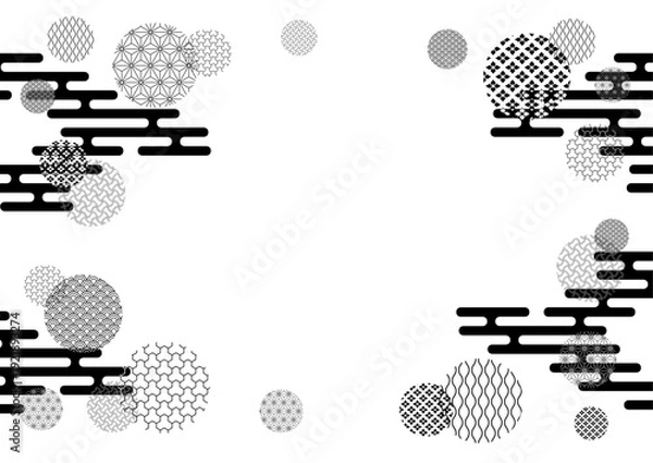 Obraz モノクロ和柄の背景デザイン