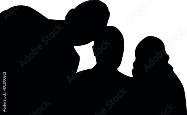 Obraz three people heads, silhouette vector