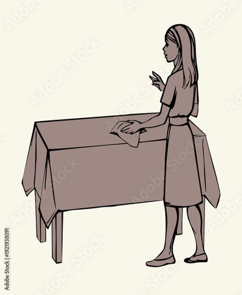 Obraz Vector drawing. The servant girl