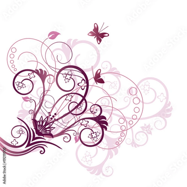 Obraz Purple floral corner design element