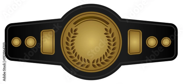 Obraz ボクシングやプロレスなどの格闘技のスポーツで使うチャンピオンのベルトをゴールドや黒のカラーでグラデーションを付けてデザインしたベクターのイラストのグラフィック素材