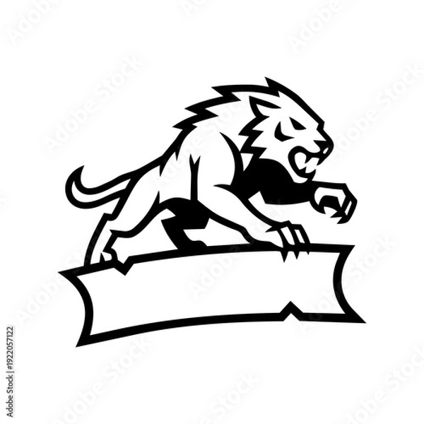 Obraz Lion Attack Vector Logo Design PNG