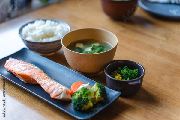 Obraz 味噌汁と納豆の朝食