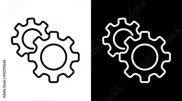 Obraz Gear White Icon Set Vector 
