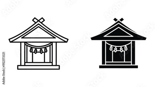 Obraz House or temple icon set