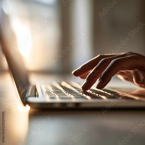 Obraz hands typing on a laptop
