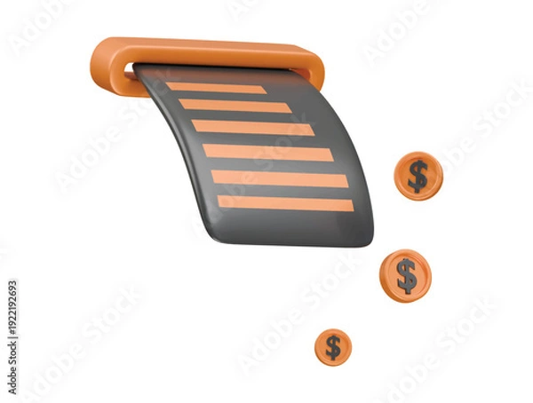 Obraz payment recipt icon 3d illustration render