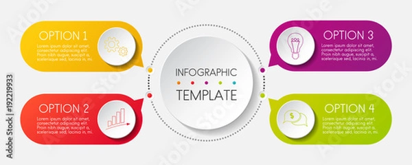 Obraz Template of infographic with 4 steps. Vector.