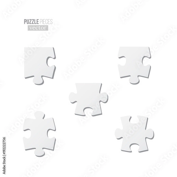 Fototapeta Puzzle pieces set. Vector different blank puzzle pieces isolated on white background.