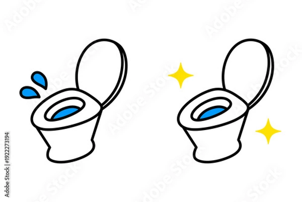 Obraz 水漏れするトイレと修理後のトイレ　セット