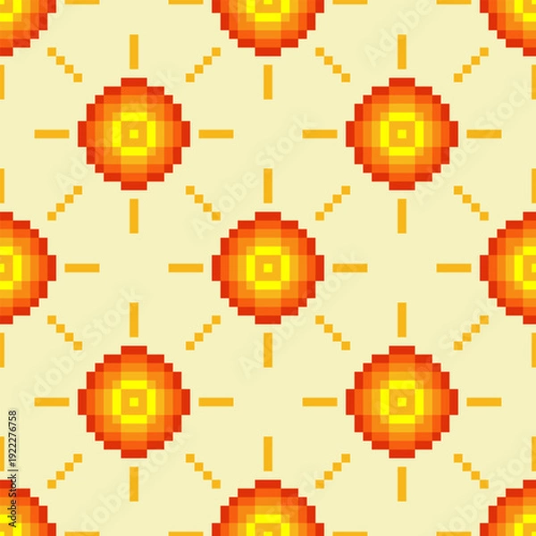 Obraz Seamless pattern with sun pixel art
