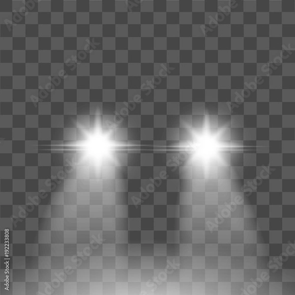 Obraz Realistic car flare light effect on transparent background. Vector