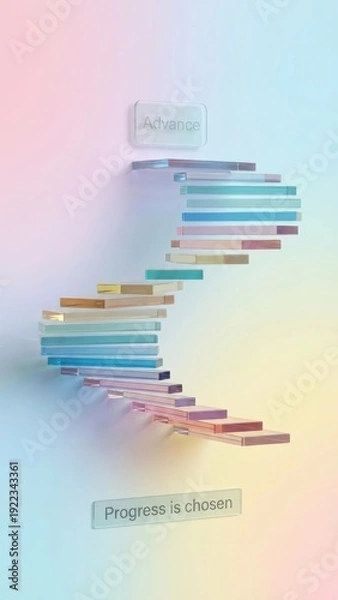 Obraz Abstract Spiral Staircase Floating Against a Gradient Wall