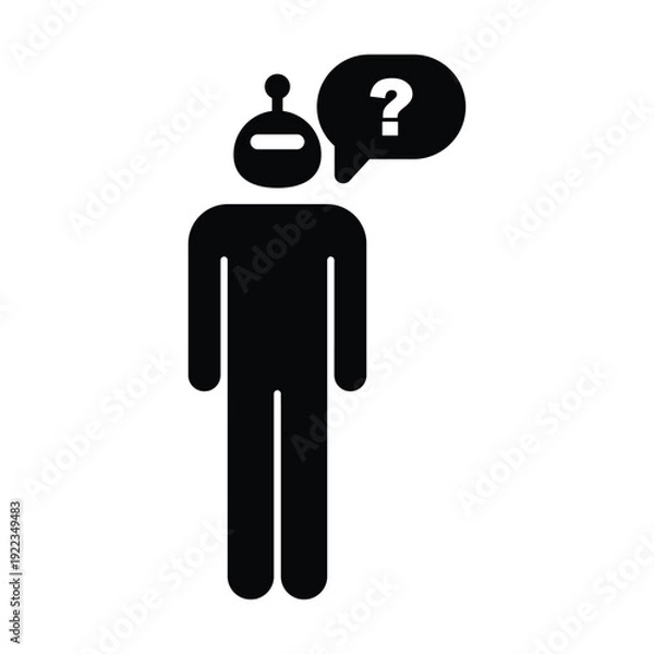 Obraz AI Question and Problem Solving Robot Icon, Artificial intelligence robot with question mark speech bubble representing AI inquiry