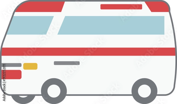 Obraz 救急車のアイコンイラスト、救急医療と緊急対応のシンボルのイラスト